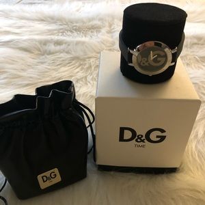 D&G Stainless Steel Watch with Black Rubber Strap